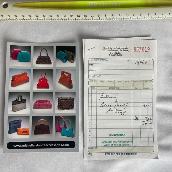 Michelle LaLonde Black leather clutch purse purchased at art show - Picture 3 of 6